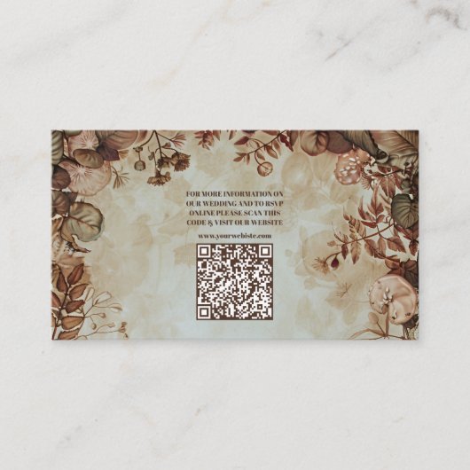 QR Code Woodland Herfst Waterverf Paddestoel Bruil Informatiekaartje (Voorkant)