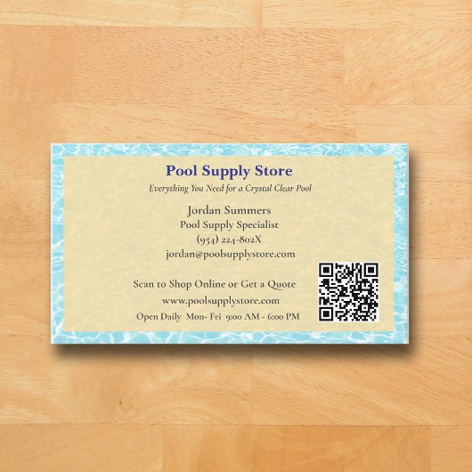 QR Code Yellow Blue Swimming Pool Contractor   Visitekaartje