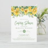 QR Code Yellow Sage Floral Couples Shower  Kaart (Staand voorkant)
