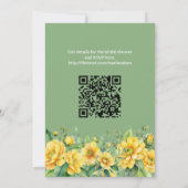 QR Code Yellow Sage Floral Couples Shower  Kaart (Achterkant)