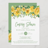 QR Code Yellow Sage Floral Couples Shower  Kaart (Voorkant / Achterkant)