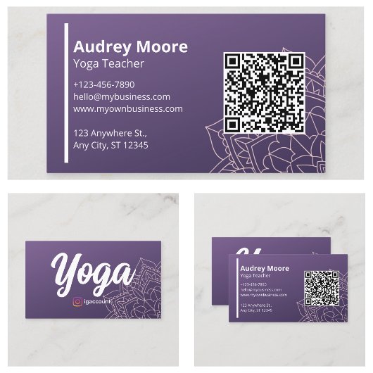 QR Code Yoga Docent Sjablonen Visitekaartje