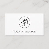 QR code Yoga Instructeur OM Symbool Zwart Wit Visitekaartje (Voorkant)