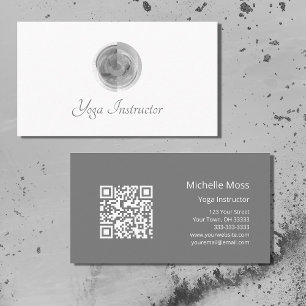 QR-code Yoga Instructor Abstract Grijs Visitekaartje