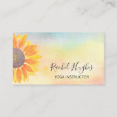 QR Code Yoga Instructor Sunflower Waterverf Visitekaartje (Voorkant)