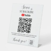 QR-code Youtube Abonneren Pedestal Sign Reclamebord Met Voetstuk (Voorkant)