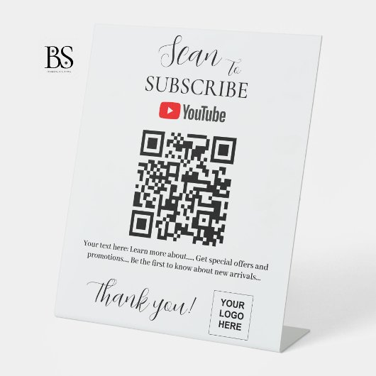 QR-code Youtube Abonneren Pedestal Sign Reclamebord Met Voetstuk