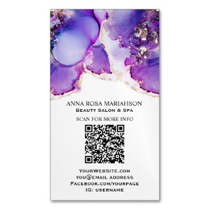 *~* QR CODE Yummy Violet Blue Gilded AP29 Magnetisch Visitekaartje