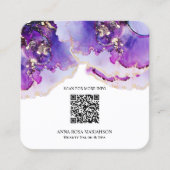 *~* QR CODE Yummy Violet Blue Gilded AP29 Vierkante Visitekaartje (Voorkant)