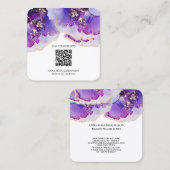 *~* QR CODE Yummy Violet Blue Gilded AP29 Vierkante Visitekaartje (Voorkant / Achterkant)