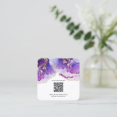 *~* QR CODE Yummy Violet Blue Gilded AP29 Vierkante Visitekaartje (Staand voorkant)