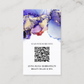 *~* QR CODE Yummy Violet Blue Gilded AP29 Visitekaartje (Voorkant)