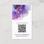 *~* QR CODE Yummy Violet Blue Gilded AP29 Visitekaartje (Voorkant)