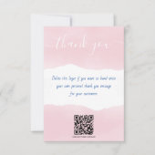 QR code zacht roze waterverf dank u invoegen kaart (Voorkant)
