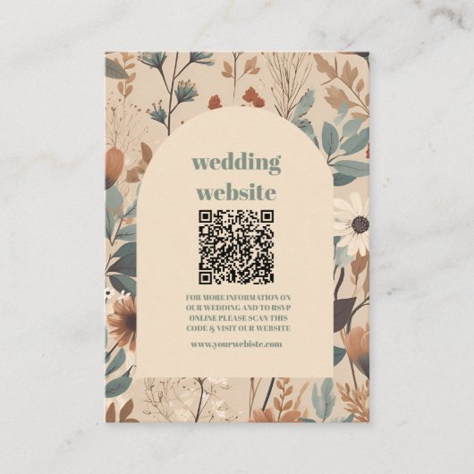 qr code Zachte gedempte aardetinten Wildbloemen Br Informatiekaartje (Voorkant)