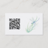 QR Code Zachte Waterverf Blauwgroene Libel Visitekaartje (Achterkant)