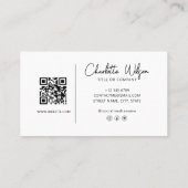 QR Code Zakelijk aangepaste Black Modern Professio Visitekaartje (Achterkant)