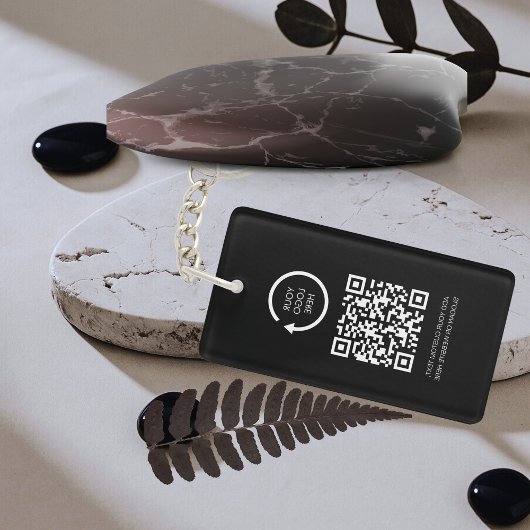 QR Code Zakelijk bedrijfslogo Eenvoudig Zwart Sleutelhanger