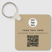 QR Code Zakelijk Logo Beige Minimalistisch Bedrijf Sleutelhanger (Voorkant)