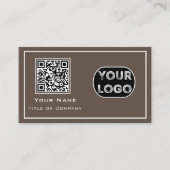 QR Code Zakelijk Logo Bruin Minimalistisch Visitekaartje (Voorkant)