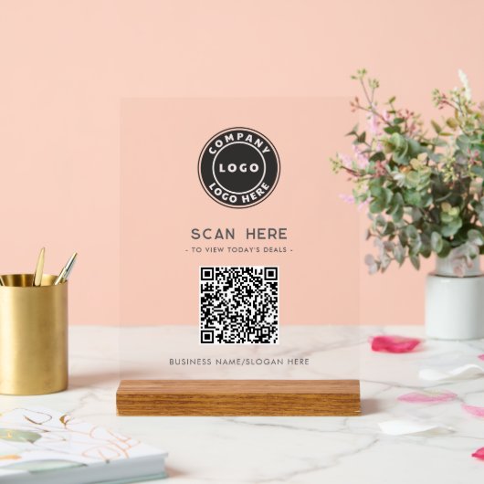 QR-code Zakelijk Logo Contactloos Acryl Bord (Huwelijk)