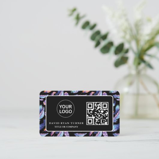 QR Code Zakelijk Logo Goud Zwart Professioneel   Visitekaartje (Staand voorkant)