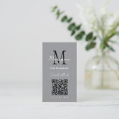 QR Code Zakelijk Logo Grijs Modern Visitekaartje (Staand voorkant)
