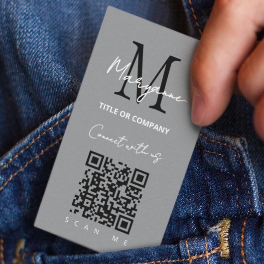 QR Code Zakelijk Logo Grijs Modern Visitekaartje
