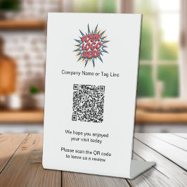 QR-code Zakelijk Logo, Laat een review achter Reclamebord Met Voetstuk