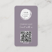 QR Code Zakelijk Logo Lila Modern Visitekaartje (Voorkant)
