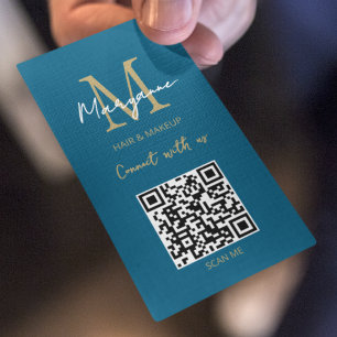 QR Code Zakelijk Logo Modern Blauw Visitekaartje