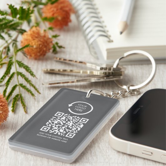 QR-code Zakelijk logo modern eenvoudig Sleutelhanger (Voorkant Rechts)