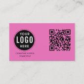 QR-code zakelijk logo | Modern heet roze Visitekaartje (Voorkant)