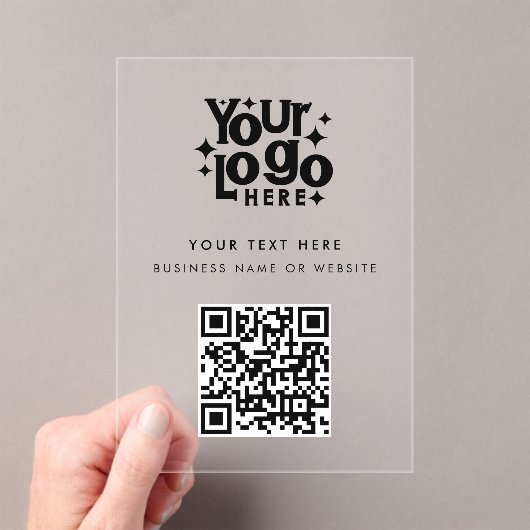 QR Code Zakelijk Logo Modern Minimalistisch Gebran Acryl Uitnodigingen (Insitu (Draagbaar))