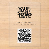 QR Code Zakelijk Logo Modern Minimalistisch Gebran Acryl Uitnodigingen (Voorkant)
