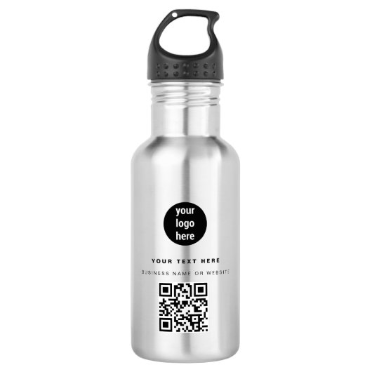 QR Code Zakelijk Logo Modern Minimalistisch Waterfles (Voorkant)