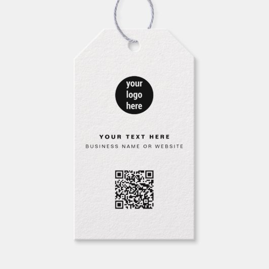 QR-code Zakelijk Logo Modern Minimalistisch Zakeli Cadeaulabel (Voorkant)