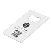 QR Code Zakelijk Logo Modern Minimalistisch Zakeli Creditkaart Flessenopener (Voorkant Gekanteld)