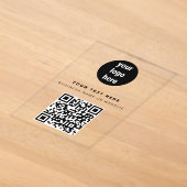 QR-code Zakelijk Logo Modern Minimalistisch Zwart Acryl Uitnodigingen (Laagn)
