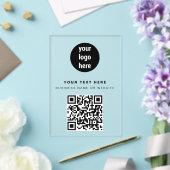 QR-code Zakelijk Logo Modern Minimalistisch Zwart Acryl Uitnodigingen (Insitu (Huwelijk))