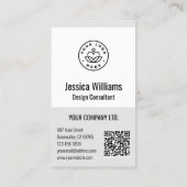 QR-code Zakelijk Logo Modern Professioneel Grijs Visitekaartje (Achterkant)