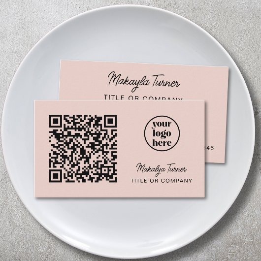 QR Code Zakelijk Logo Modern Professioneel Roze Visitekaartje