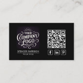 QR-code Zakelijk Logo Modern Professioneel Zwart Visitekaartje (Voorkant)