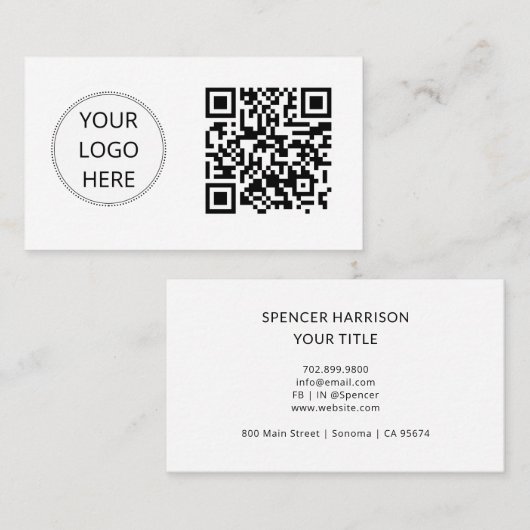 QR-code Zakelijk Logo Modern Professionele Zakelij Visitekaartje (Voorkant / Achterkant)