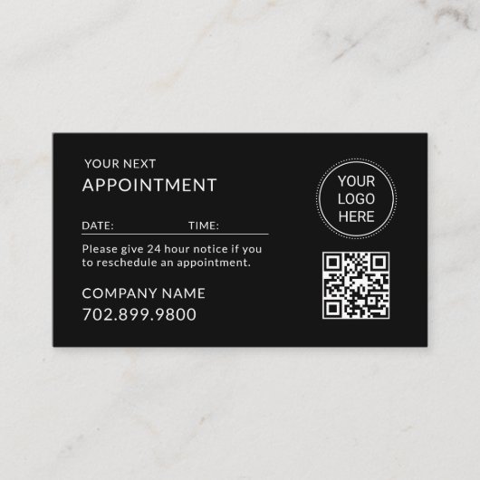 QR-code Zakelijk Logo Modern Professionele Zwart Afsprakenkaartje (Voorkant)