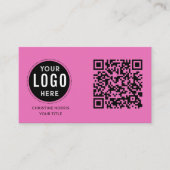 QR-code zakelijk logo | Moderne hete roze Visitekaartje (Voorkant)