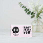 QR-code zakelijk logo | Moderne roze Visitekaartje (Staand voorkant)