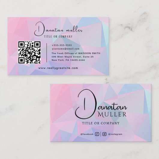 QR-code Zakelijk Logo opaalsteen Visitekaartje (Voorkant / Achterkant)