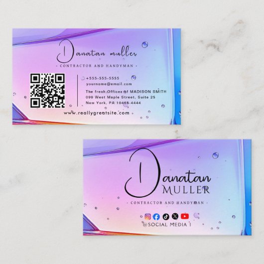QR Code Zakelijk Logo opal steen Visitekaartje (Voorkant / Achterkant)