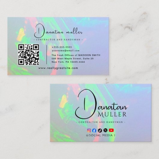 QR Code Zakelijk Logo opalsteen Visitekaartje (Voorkant / Achterkant)